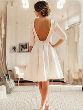 A-line Scoop Neck Satin Tea-length Wedding Dress with Lace